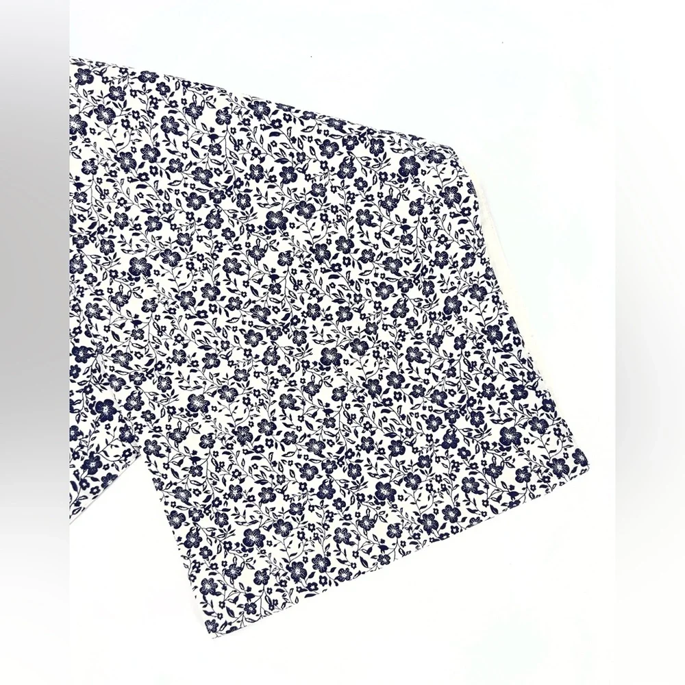 Sur la Table Floral Blue and Cream Cotton Table Runner 84 x 14